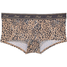 PINK Logo Cotton Boyshort Panty - Praline Leopard Print