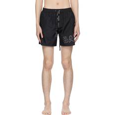 Balmain Swimming Trunks Balmain Black Embossed Swim Shorts 012 BLACK/GOLD