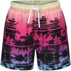 Palm Tree Print Swim Shorts Pink 11-12 Years