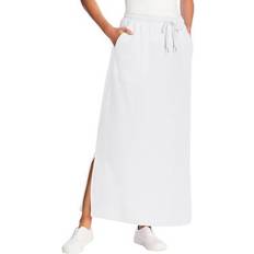 Woman Within Skirts Woman Within Plus Sport Knit Side-Slit Skirt in White Size 30/32