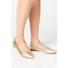 Faux Leather Heels & Pumps Dorothy Perkins Penelope Pointed Flat Pumps Gold