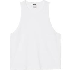 PINK Cotton Cropped Racerback Tank Top - Optic White