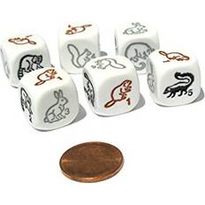 Koplow Games Set of 6 Woodland Creatures 16mm D6 Animal Dice White with Multi-Color Etches