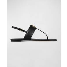 Tory Burch Tofflor & Sandaler Tory Burch Eleanor Thong Toe Logo Sandals - Negro