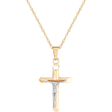 Macy's White Gold Necklaces Macy's Crucifix Cross Pendant Necklace - Gold/White Gold