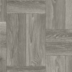 Flooring Grey Wood Effect Anti-Slip Vinyl Flooring For Livingroom, Kitchen, 1.90mm Vinyl Sheet-4M13'1" X 4M13'1"-16M² One Size