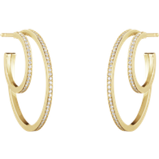 Georg Jensen Gold Earrings Georg Jensen Halo 18ct Yellow Gold 0.64ct Diamond Hoop Earrings