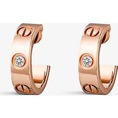 Cartier Earrings Cartier Womens Pink Love 18ct Rose-gold and Diamond Earrings PINK