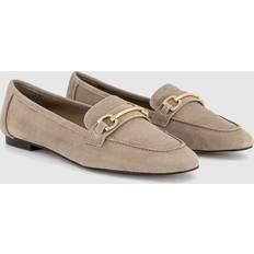 Grey Loafers Office Womens Finnegan Short Vamp Loafers Taupe Suede Grey