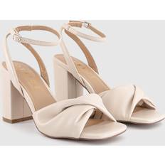Office Womens Hallow Soft Twist Front Block Heels White