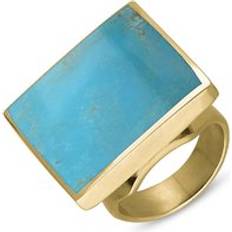 Gold Rings C. W. Sellors 9ct Gold Turquoise Hallmark Square Ring Gold