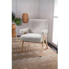 Beige Armchairs Living and Home Upholsteried Wooden Armchair