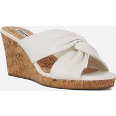 Platform Heeled Sandals Dune London Women's Ladies Kacee Knot-Detail Cork-Wedge Sandals White