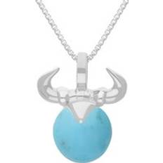 White Gold Charms & Pendants C. W. Sellors 9ct White Gold Turquoise Zodiac Taurus 10mm Bead Pendant White Gold