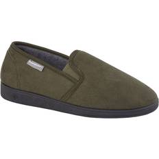 Green Slippers Dunlop Mens Jethro Twin Gusset Slip-On Slippers Olive Black