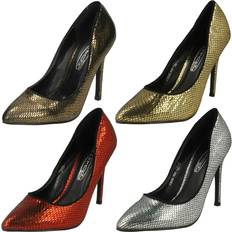 Bronze Heels & Pumps Spot On Ladies high heel pointed toe snake design 'court shoes'