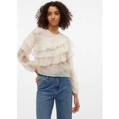 Vero Moda Bluser Birch Vmleanna Ls Ruffle Top Vma Bluser og skjorter