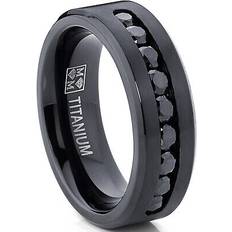 Black - Wedding Rings Metal Masters Black titanium ring wedding engagement band channel set black cz