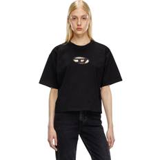 Diesel Dam Överdelar Diesel Boxy T-shirt Med Utskuren Oval D-logga - Svart