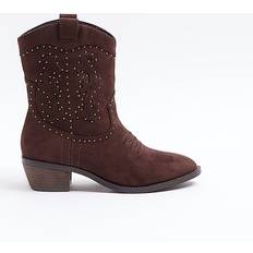 River Island Womens Brown Studded Western Cowboy Boots