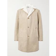 Loro Piana Coats Loro Piana Leather-Trimmed Shearling Coat Men Neutrals