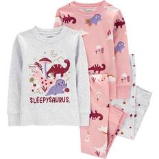 Polyester Nightwear Carter's Baby's Dinosaur Cotton Blend Pajamas 4-piece - Pink/Grey