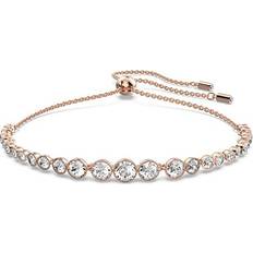 Swarovski emily bracelet, white round cut crystals in rose gold tone plated se