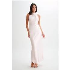 Esther Iridescent Satin Cowl Maxi Dress Pale Pink