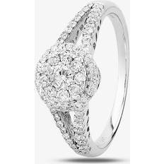 Pure Brilliance 9ct White Gold 0.50ct Diamond Halo Cluster Ring THR15202-50 P