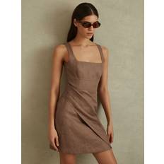 Brown - Short Dress Dresses Reiss Piper Linen Mini