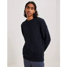Selected Homme Dam Överdelar Selected Homme Slhvince Ls Knit Bubble Crew Neck - Marinblå