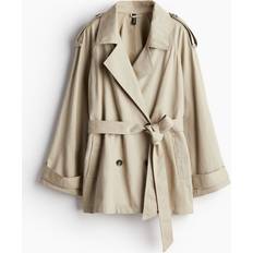 H&M Women Outerwear H&M Short Trench Coat Beige