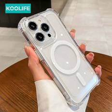 Shein Koolife pc Transparent TPUPC Magnet Absorption Protective Phone Case With Electroplated Independent Buttons AntiShock And AntiDrop Cover For Apple Pr