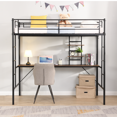 Kid's Room Simplie Fun Metal Twin Loft Bed With Desk Storage