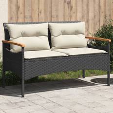 Acciaio Set da Lounge da Esterno vidaXL Panchina Giardino Con Cuscini 116x62.5x74 cm Nera Polyrattan Set da Lounge da Esterno