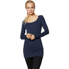 Coton - Femme Chemisiers Vero Moda Femme T-shirt Vmmaxi Soft Long U-neck - Bleu