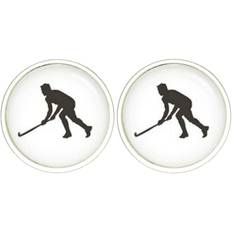 Bassin and Brown Hockey Player Cufflinks White/Black