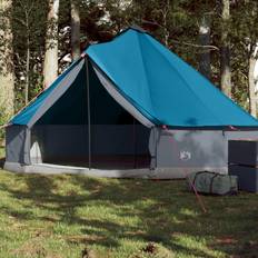 Zelte vidaXL 6-Person Tipi Family Camping Tent Lightweight Blue Polyester, Waterproof, Taped Seams with E-Port and Mesh Walls for Ventilation