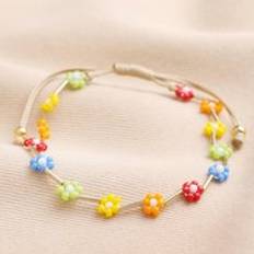 Lisa Angel Colourful Daisy Beaded Cord Bracelet red/yellow/blue one