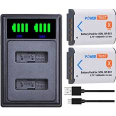 PowerTrust NP-BX1 Batteries with NP BX1 Battery Charger for Sony ZV-1, ZV-1F, RX100