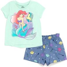 Children's Clothing Disney Princess Ariel Infant Baby Girls T-Shirt and Chambray Shorts Outfit Set Blue Months