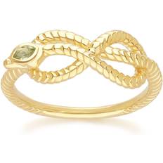 Peridot Jewellery Gemondo ECFEW Peridot Winding Snake Ring in Gold Plated Sterling Silver
