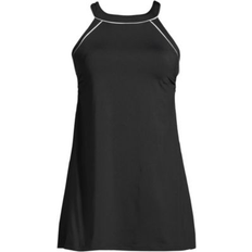 Swimsuits Lands' End Plus High Neck Swim Dress One Piece Swimsuit Adjustable Straps Black/white 24W