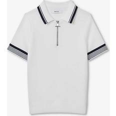 Elastane Polo Shirts Reiss Boys Optic White Kids Chelsea Contrast-trim Stretch-knit Polo Shirt 3-9 Years 12-13 Years OPTIC WHITE