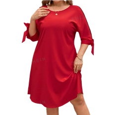 Shein LUNE Plus Size Women's Round Neck Tie Sleeve A-Line Dress