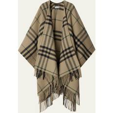 One Size Jassen Burberry Check Wool Cashmere-Blend Cape