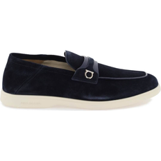 Men - Suede Loafers Ferragamo Deconstructed Gancini Ornament - Midnight Blue