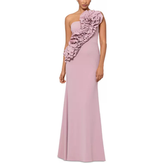 Lined Dresses Betsy & Adam Gianina Long Scuba Crepe 3D Flower Dress - Rose