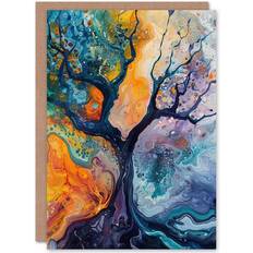 Anniversary Cards & Invitations ARTERY8 Greeting Card Abstract Tree Water Bubble Painting Organic