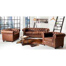 JVMoebel Relax Modern Brown Sofa 203cm 3pcs 1 Seater, 2 Seater, 3 Seater
